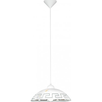 Hanging lamp Eglo Vetro 60W Conical Shape Ø 35 cm. Living room, kitchen and dining room. Classic Style. Plastic and glass. White and brown Color