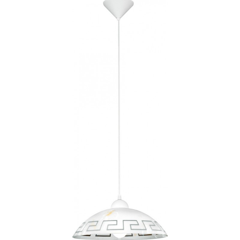24,95 € Free Shipping | Hanging lamp Eglo Vetro 60W Conical Shape Ø 35 cm. Living room, kitchen and dining room. Classic Style. Plastic and Glass. White and brown Color