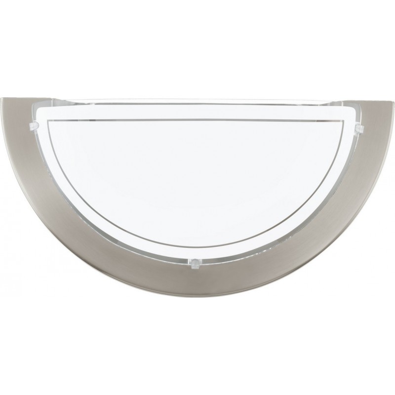 10,95 € Free Shipping | Indoor wall light Eglo Planet 1 60W Oval Shape 29×15 cm. Bedroom and lobby. Classic Style. Steel, glass and lacquered glass. White, nickel and matt nickel Color