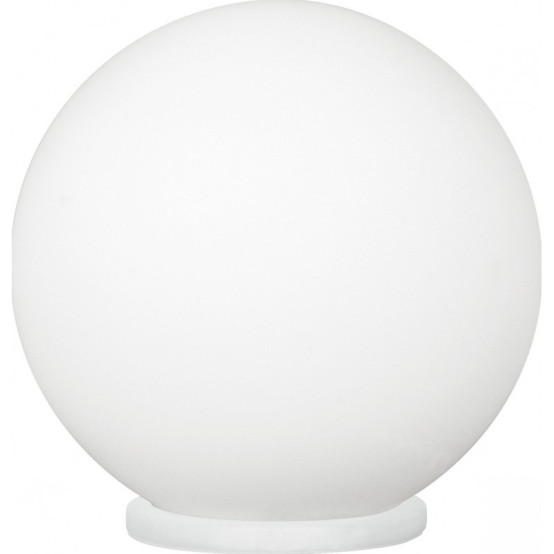 35,95 € Free Shipping | Table lamp Eglo Rondo 60W Spherical Shape Ø 20 cm. Bedroom, office and work zone. Modern and design Style. Plastic, Glass and Opal glass. White Color