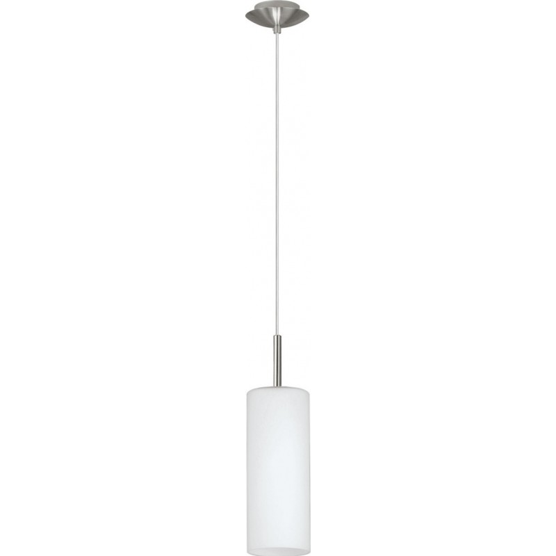 38,95 € Free Shipping | Hanging lamp Eglo Troy 3 60W Cylindrical Shape Ø 11 cm. Living room and dining room. Modern, design and cool Style. Steel, Glass and Satin glass. White, nickel and matt nickel Color