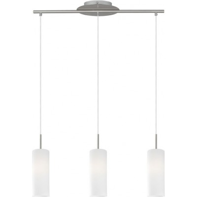 Hanging lamp Eglo Troy 3 180W Extended Shape 110×72 cm. Living room and dining room. Modern, design and cool Style. Steel, Glass and Satin glass. White, nickel and matt nickel Color