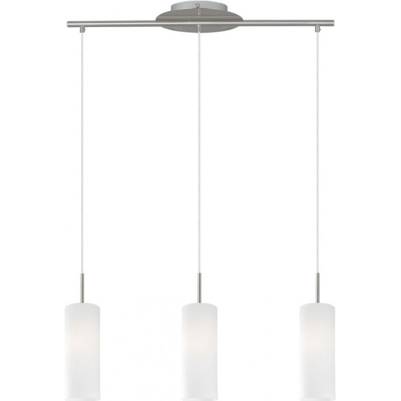 87,95 € Free Shipping | Hanging lamp Eglo Troy 3 180W Extended Shape 110×72 cm. Living room and dining room. Modern, design and cool Style. Steel, glass and satin glass. White, nickel and matt nickel Color
