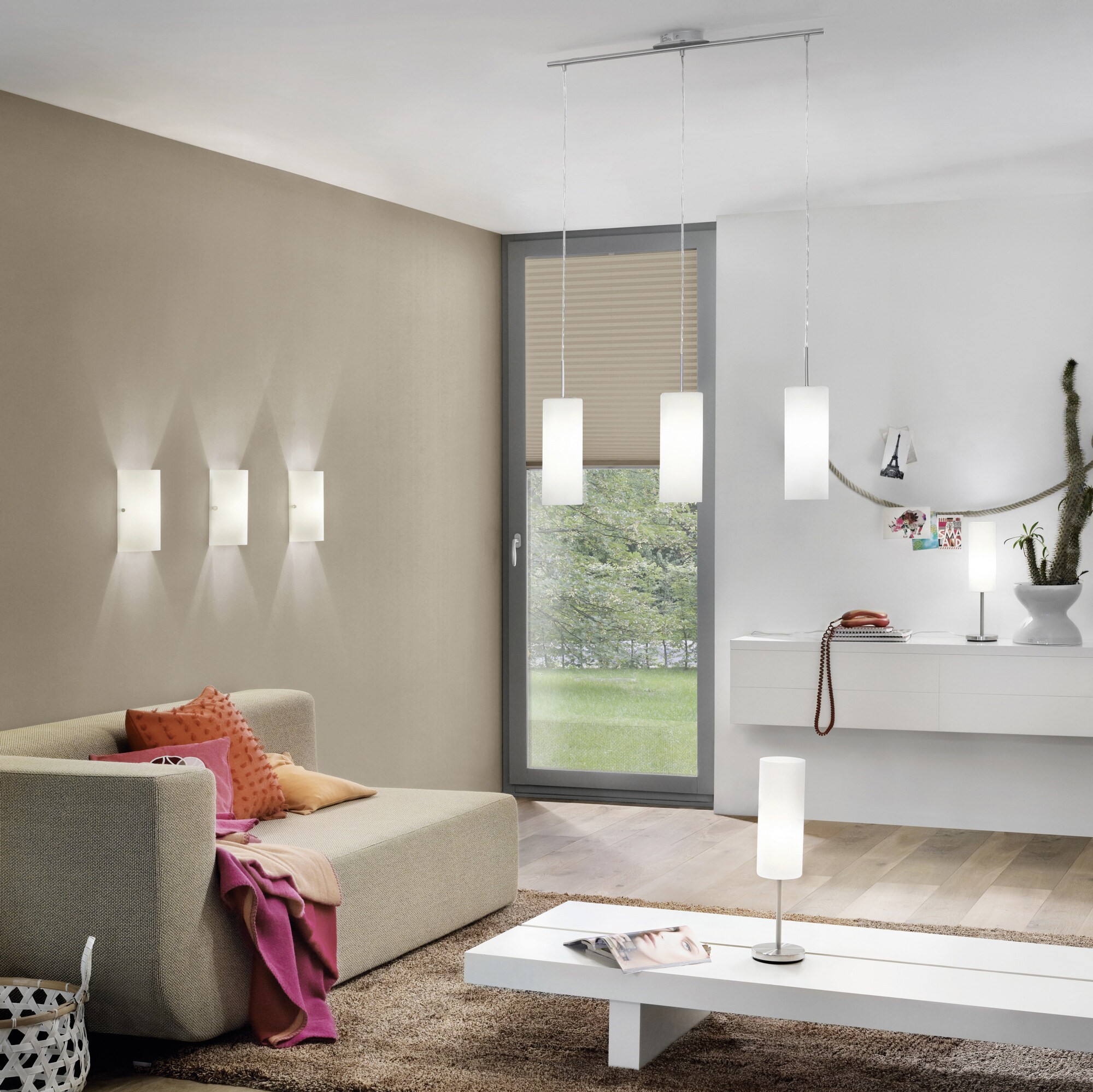 25,95 € Kostenloser Versand | Innenwandleuchte Eglo Troy 3 60W 25×18 cm. Stahl, glas und satinglas. Weiß, nickel und matt nickel Farbe