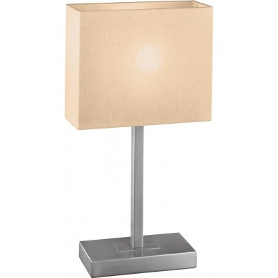 55,95 € Free Shipping | Table lamp Eglo Pueblo 1 60W Cubic Shape 48×26 cm. Bedroom, office and work zone. Modern, design and cool Style. Steel and textile. Beige, nickel and matt nickel Color