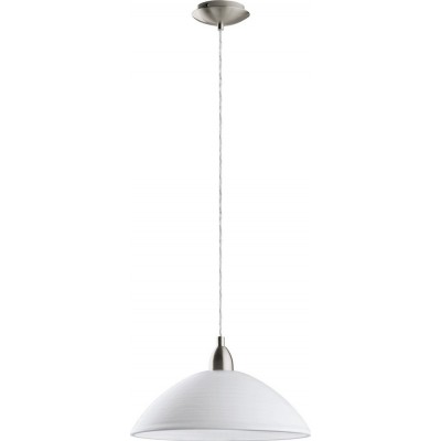 49,95 € Free Shipping | Hanging lamp Eglo Lord 3 60W Conical Shape Ø 36 cm. Living room and dining room. Classic Style. Steel and glass. White, nickel and matt nickel Color