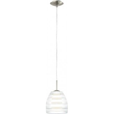 Hanging lamp Eglo Fargo 60W Conical Shape Ø 20 cm. Living room and dining room. Modern, design and cool Style. Steel, glass and opal glass. White, nickel and matt nickel Color