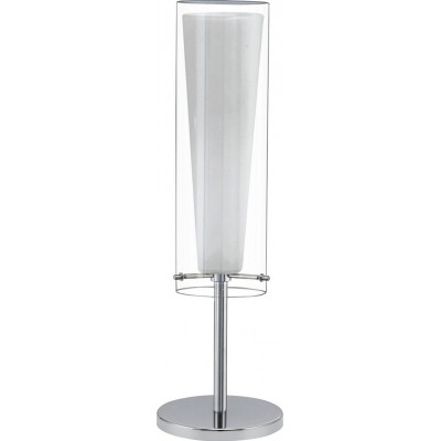 57,95 € Free Shipping | Table lamp Eglo Pinto 60W Ø 11 cm. Steel, glass and opal glass. White, plated chrome and silver Color