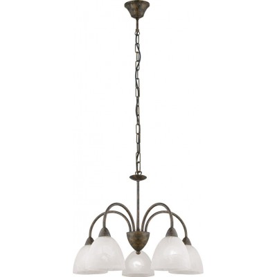 99,95 € Free Shipping | Chandelier Eglo Dionis 200W Ø 54 cm. Steel and glass. White, brown and oxide Color