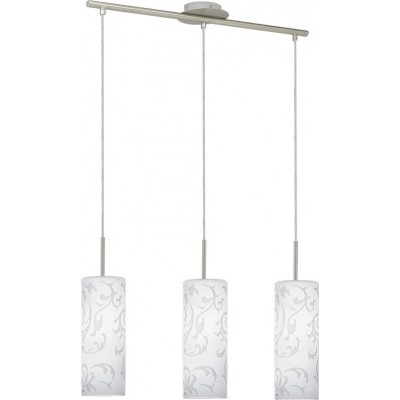 吊灯 Eglo Amadora 180W 拉长的 形状 110×72 cm. 客厅 和 饭厅. 现代的, 复杂的 和 设计 风格. 钢, 玻璃 和 印花玻璃. 白色的, 镍 和 亚光镍 颜色