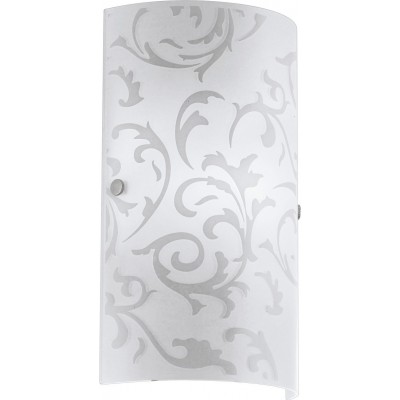 28,95 € Envío gratis | Aplique de pared interior Eglo Amadora 60W 25×18 cm. Acero, vidrio y vidrio impreso. Color blanco, níquel y níquel mate