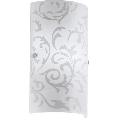 Indoor wall light Eglo Amadora 60W Cylindrical Shape 25×18 cm. Living room and bedroom. Sophisticated Style. Steel, glass and printed glass. White, nickel and matt nickel Color