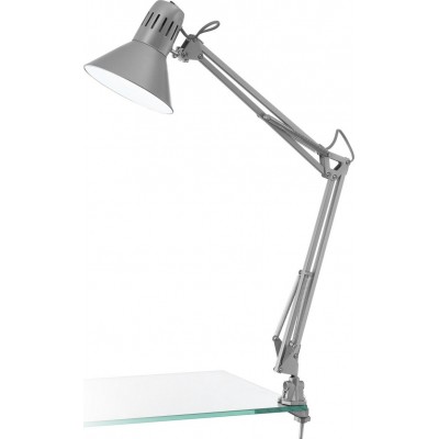 24,95 € Free Shipping | Desk lamp Eglo Firmo 40W Conical Shape 73 cm. Office and work zone. Modern and design Style. Steel and plastic. Silver Color