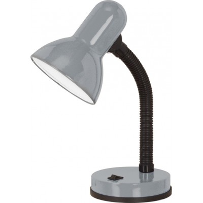 14,95 € Free Shipping | Desk lamp Eglo Basic 1 40W Conical Shape 30 cm. Office and work zone. Retro and classic Style. Steel and plastic. Silver Color