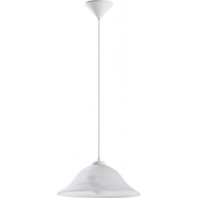 Lámpara colgante Eglo Albany 60W Forma Cónica Ø 35 cm. Salón y comedor. Estilo moderno, diseño y cool. Plástico y Vidrio. Color blanco