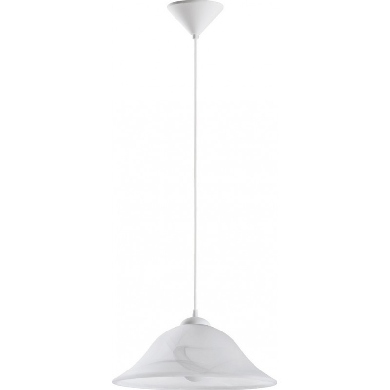 27,95 € Free Shipping | Hanging lamp Eglo Albany 60W Conical Shape Ø 35 cm. Living room and dining room. Modern, design and cool Style. Plastic and glass. White Color