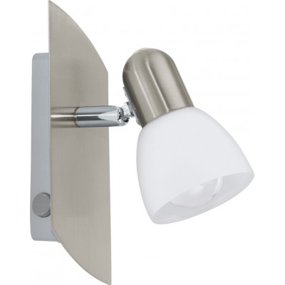 19,95 € Free Shipping | Indoor spotlight Eglo Enea 25W 19×7 cm. Steel, glass and satin glass. White, nickel and matt nickel Color