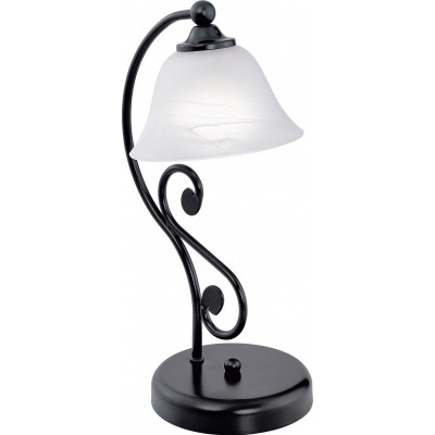 42,95 € Free Shipping | Table lamp Eglo Murcia 40W Conical Shape 37×17 cm. Bedroom, office and work zone. Retro, vintage and classic Style. Steel and glass. White and black Color
