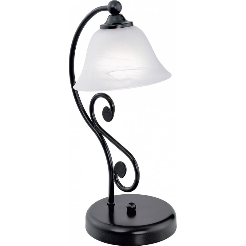 41,95 € Free Shipping | Table lamp Eglo Murcia 40W Conical Shape 37×17 cm. Bedroom, office and work zone. Retro, vintage and classic Style. Steel and glass. White and black Color