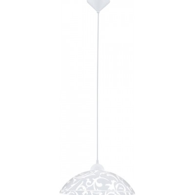 Hanging lamp Eglo Vetro 60W Conical Shape Ø 35 cm. Living room and dining room. Classic Style. Plastic, glass and satin glass. White Color