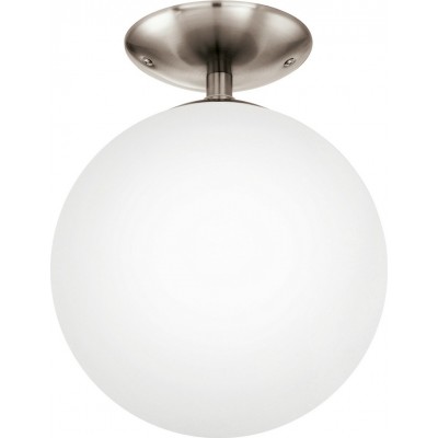 69,95 € Free Shipping | Ceiling lamp Eglo Rondo 60W Spherical Shape Ø 25 cm. Living room. Classic Style. Steel, Glass and Opal glass. White, nickel and matt nickel Color