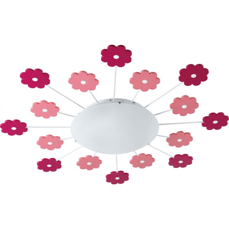 69,95 € Free Shipping | Kids lamp Eglo Viki 1 60W Ø 61 cm. Wall and ceiling lamp Steel, glass and satin glass. White and rose Color