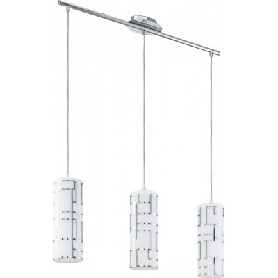 94,95 € Free Shipping | Hanging lamp Eglo Bayman 180W Extended Shape 110×72 cm. Living room and dining room. Modern and design Style. Steel, glass and glass with decoration. White, plated chrome and silver Color