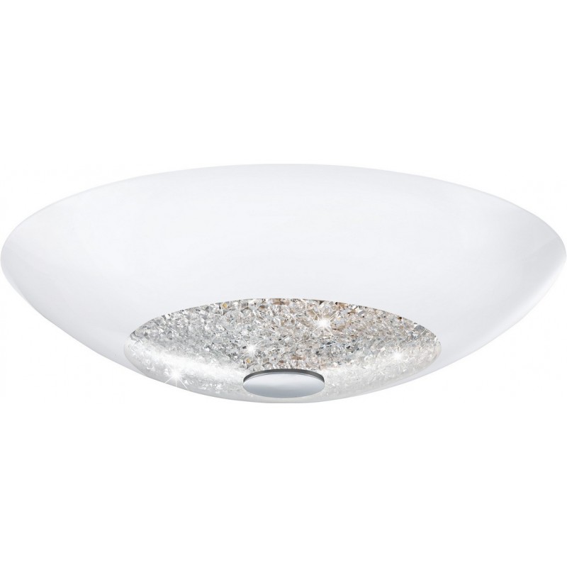 Indoor ceiling light Eglo Ellera 120W Spherical Shape Ø 42 cm. Living room, dining room and bedroom. Sophisticated Style. Steel, crystal and glass. White, plated chrome and silver Color