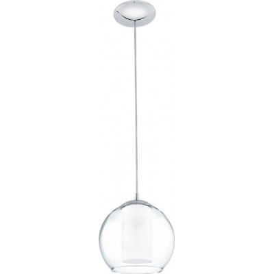 吊灯 Eglo Bolsano 60W 球形 形状 Ø 20 cm. 客厅 和 饭厅. 现代的, 设计 和 凉爽的 风格. 钢, 玻璃 和 缎面玻璃. 白色的, 镀铬 和 银 颜色