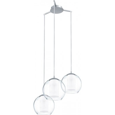 吊灯 Eglo Bolsano 180W 球形 形状 Ø 50 cm. 客厅 和 饭厅. 现代的, 设计 和 凉爽的 风格. 钢, 玻璃 和 缎面玻璃. 白色的, 镀铬 和 银 颜色