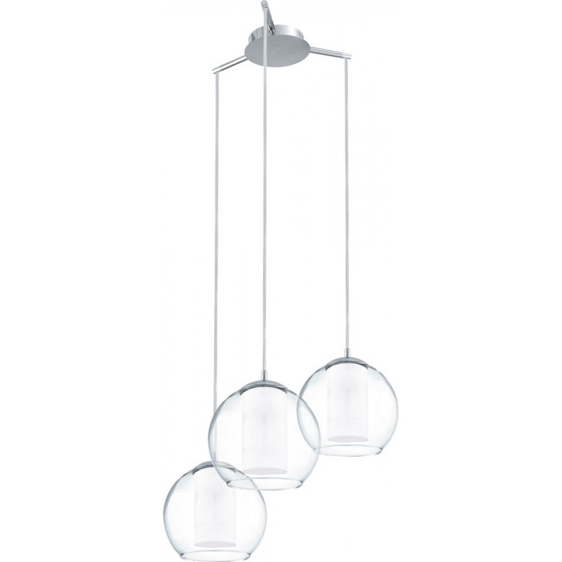 199,95 € Free Shipping | Hanging lamp Eglo Bolsano 180W Spherical Shape Ø 50 cm. Living room and dining room. Modern, design and cool Style. Steel, Glass and Satin glass. White, plated chrome and silver Color