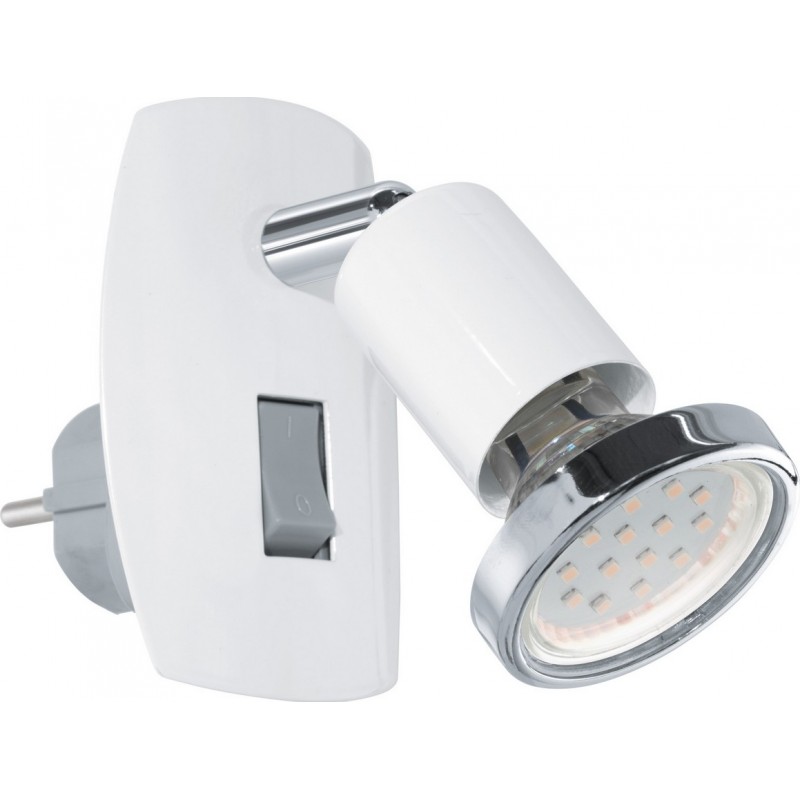 29,95 € Envio grátis | Luz noturna Eglo Mini 4 3W 3000K Luz quente. 10×7 cm. Lâmpada de plugue Aço. Cor branco, cromado e prata