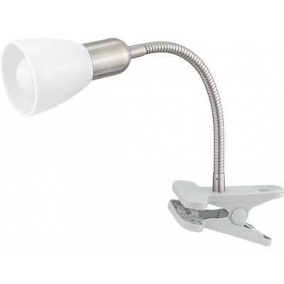 Desk lamp Eglo Dakar 3 4W 3000K Warm light. Conical Shape 26×25 cm. Clamp lamp Office and work zone. Modern, design and cool Style. Steel and Plastic. White, plated chrome and silver Color