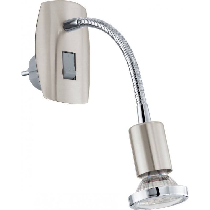 29,95 € Kostenloser Versand | Nachtlicht Eglo Mini 4 3W 3000K Warmes Licht. 18×7 cm. Steckerlampe Stahl. Überzogenes chrom, nickel, matt nickel und silber Farbe