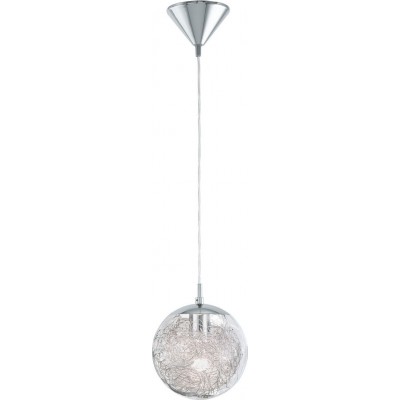 75,95 € Free Shipping | Hanging lamp Eglo Luberio 60W Spherical Shape Ø 25 cm. Living room and dining room. Modern, design and cool Style. Steel, Aluminum and Glass. Aluminum, plated chrome and silver Color