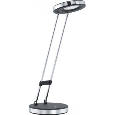 Desk lamp Eglo Gexo 2.5W 3000K Warm light. Round Shape Ø 12 cm. Office and work zone. Modern and design Style. Steel and plastic. Plated chrome, black and silver Color