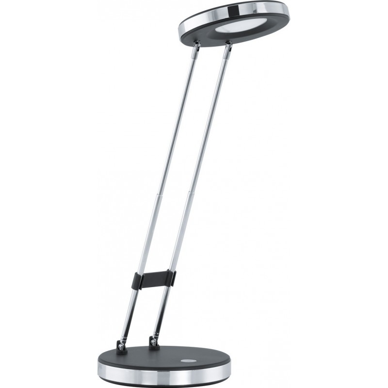 45,95 € Free Shipping | Desk lamp Eglo Gexo 2.5W 3000K Warm light. Round Shape Ø 12 cm. Office and work zone. Modern and design Style. Steel and plastic. Plated chrome, black and silver Color
