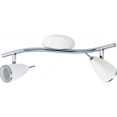 Indoor spotlight Eglo Riccio 2 6W Extended Shape 37×11 cm. Living room, dining room and bedroom. Modern Style. Steel. White, plated chrome and silver Color