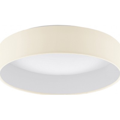 73,95 € Free Shipping | Indoor ceiling light Eglo Palomaro 11W 3000K Warm light. Cylindrical Shape Ø 32 cm. Living room, dining room and bedroom. Modern Style. Plastic and textile. White and cream Color