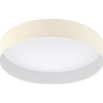 122,95 € Free Shipping | Indoor ceiling light Eglo Palomaro 24W 3000K Warm light. Cylindrical Shape Ø 50 cm. Living room, dining room and bedroom. Modern Style. Plastic and textile. White and cream Color