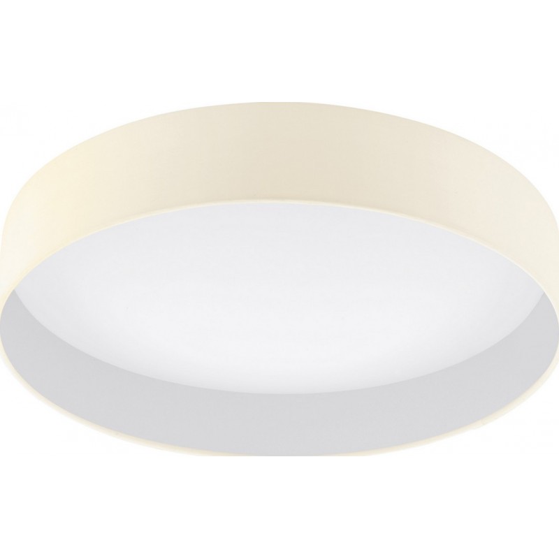 105,95 € Free Shipping | Indoor ceiling light Eglo Palomaro 24W 3000K Warm light. Cylindrical Shape Ø 50 cm. Living room, dining room and bedroom. Modern Style. Plastic and textile. White and cream Color