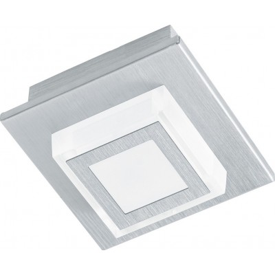 Indoor ceiling light Eglo Masiano 3.5W 3000K Warm light. Cubic Shape 11×11 cm. Living room, dining room and bedroom. Design Style. Aluminum and plastic. Aluminum, silver and satin Color