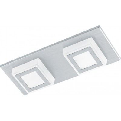Indoor ceiling light Eglo Masiano 6.5W 3000K Warm light. Extended Shape 25×10 cm. Living room, dining room and bedroom. Design Style. Aluminum and plastic. Aluminum, silver and satin Color