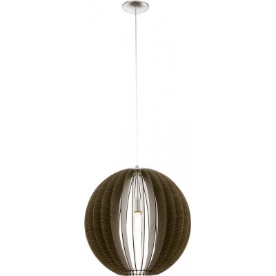 78,95 € Free Shipping | Hanging lamp Eglo Cossano 60W Spherical Shape Ø 50 cm. Living room, kitchen and dining room. Rustic, retro and vintage Style. Steel and wood. Brown, nickel and matt nickel Color
