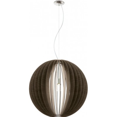 Hanging lamp Eglo Cossano 60W Spherical Shape Ø 70 cm. Living room, kitchen and dining room. Rustic, retro and vintage Style. Steel and Wood. Brown, nickel and matt nickel Color