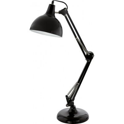 Lampada de escritorio Eglo Borgillio 40W Forma Cônica 71×40 cm. Escritório e área de trabalho. Estilo retro e vintage. Aço. Cor preto
