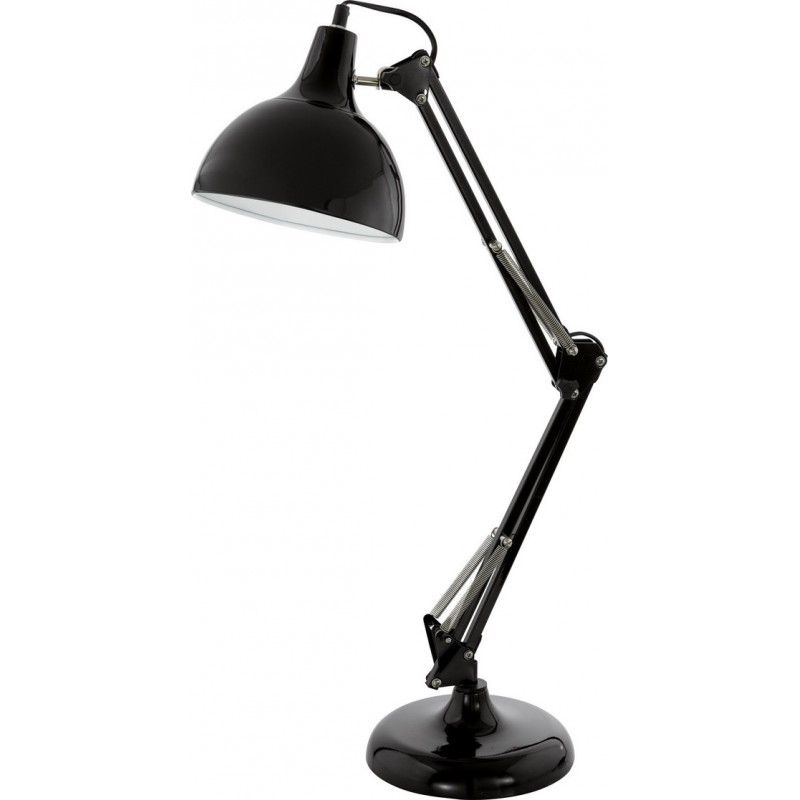 88,95 € Free Shipping | Desk lamp Eglo Borgillio 40W Conical Shape 71×40 cm. Office and work zone. Retro and vintage Style. Steel. Black Color