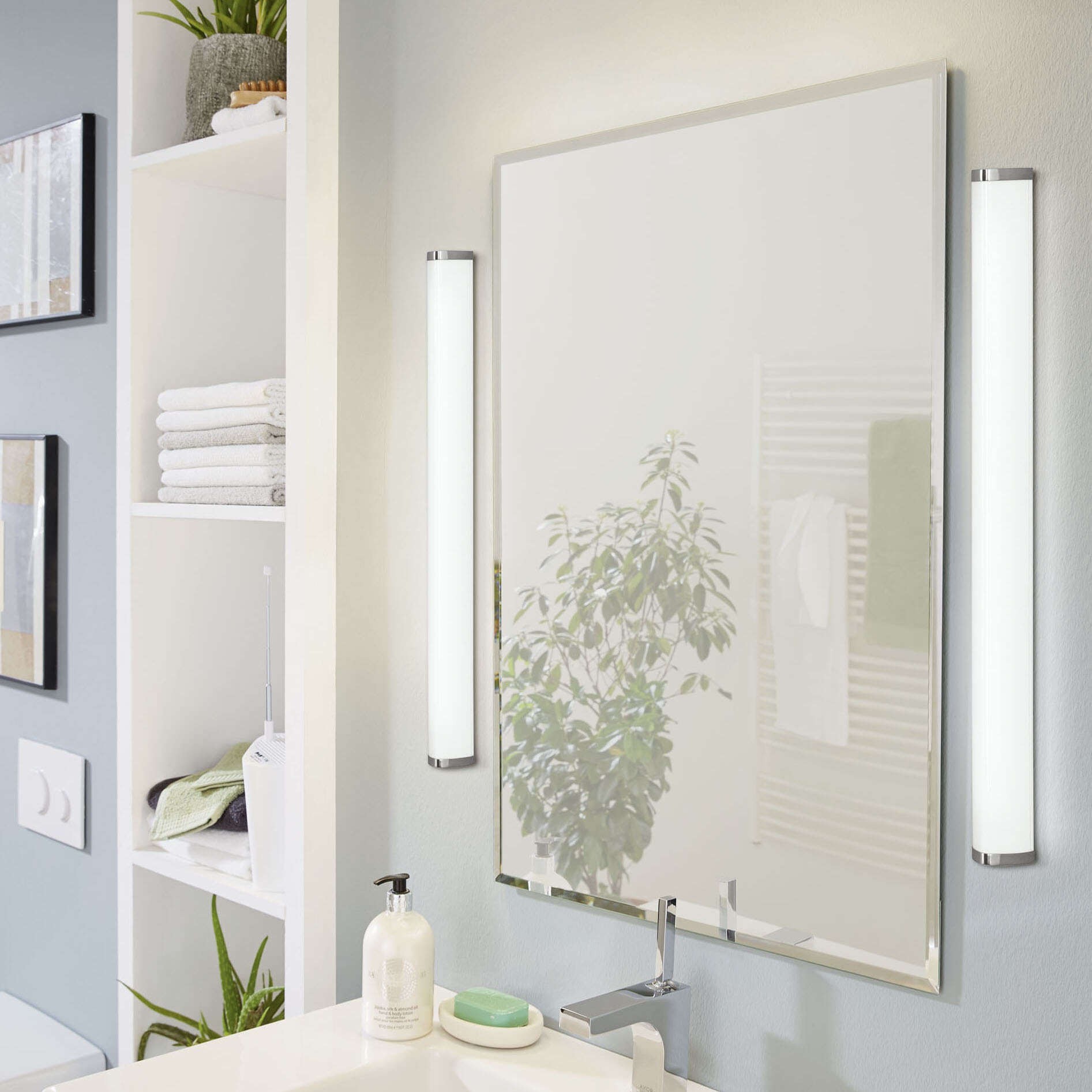 159,95 € Envio grátis | Iluminação de móveis Eglo Gita 2 24.3W 4000K Luz neutra. 90×8 cm. Metais e plástico. Cor branco, cromado e prata