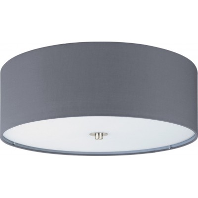 116,95 € Free Shipping | Indoor ceiling light Eglo Pasteri 180W Cylindrical Shape Ø 47 cm. Living room and dining room. Modern Style. Steel, textile and glass. Gray, nickel and matt nickel Color