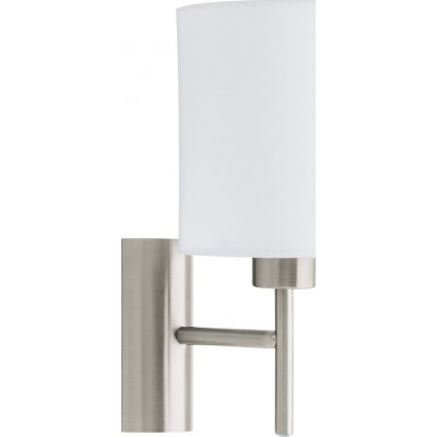 Aplique de pared interior Eglo Pasteri 60W 31×15 cm. Acero y textil. Color blanco, níquel y níquel mate